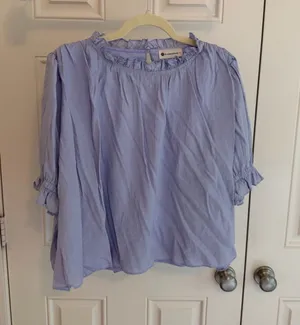 The Impeccable Pig Lavender Ruffle Puff Sleeve Blouse | Cottagecore Top thumbnail 1
