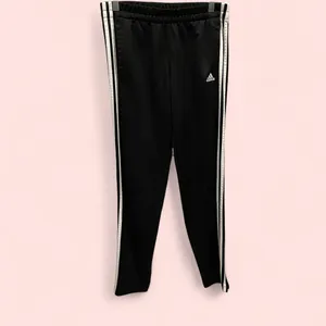 Adidas climalite three stripe side ankle zip tapered leg elastic waist pants thumbnail 2