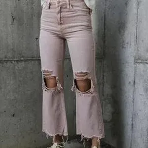 Bohme Charlie Distressed Cropped Flare Jeans Frayed Hem Ripped‎ Knee thumbnail 6