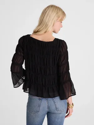 Madewell Squareneck Tiered Top flowy black NY630 Size M NWT thumbnail 4