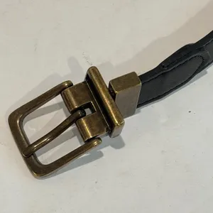 Reversible Belt Womens S 28 Black Brown Rotating Antique Brass‎ Buckle Office thumbnail 3