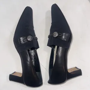 Vintage Y2K Brighton Quincy Black Italy Mesh Braided‎ Leather Closed Toe Heels 9 thumbnail 8