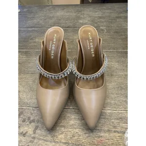 KURT GEIGER LONDON PRINCELY CAMEL LEATHER FLAT EMBELLISHED STRAP Size 38 US 7.5 thumbnail 2