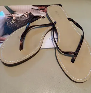 J. Crew Beige Flip Sandals with Tortoiseshell Straps thumbnail 1