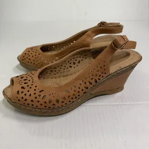 Patrizia By Spring Step Shoes Womens Size 7.5 38 Brown Slingback Wedge Sandals thumbnail 6