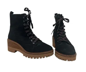 Vince Camuto Debsen Suede Lug Sole Boots Size 8.5 Euro 39 Black thumbnail 1