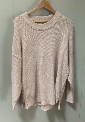 Aerie waffle knit oversized sweater pink Small thumbnail 1