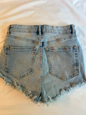 ZARA High-Waisted Light Wash Jean Shorts thumbnail 2