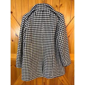 Vintage Apt. 9 Black White Houndstooth Lined Wool Blend Coat READ Size Large (64 thumbnail 8