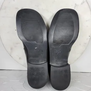 Franco Sarto Bocca Leather Block Heel Loafers 8.5 Black Square Toe Y2K Office thumbnail 12
