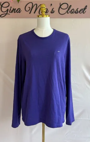 Michael Kors Medium Purple Long Sleeve Crew Neck Shirt thumbnail 1