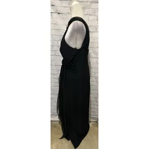 Vintage En Francais black sleeveless gown with a halter neckline Flowing Size 14 thumbnail 4