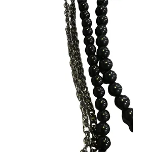 Lane Bryant multi strand necklace black Clear Rhinestone asymmetrical 34" thumbnail 2