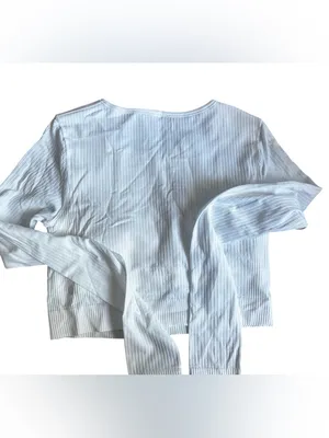 LULULEMON White long sleeve ribbed crop top with built in tank w pads size 8 thumbnail 2