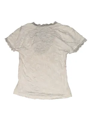 Out From Under White Floral Lace Short Sleeve Top M/L Bow Lingerie Coquette thumbnail 2