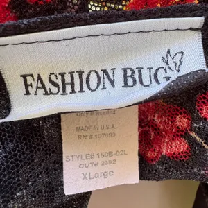 VTG Y2K Fashion Bug Floral Lace Top XL Black‎ Red Bell Sleeve Whimsigoth Vampy thumbnail 8