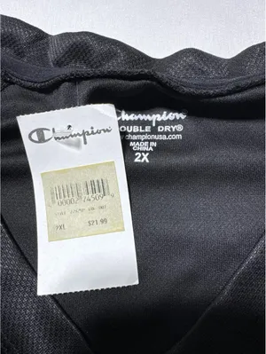 Champion Plus Double Dry Black Mesh Active Tee 2X New with T thumbnail 2
