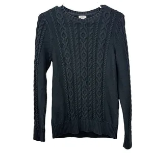 LL Bean Black Double L Mixed Cable Cotton Crew Neck Pullover Sweater Size SMALL thumbnail 3