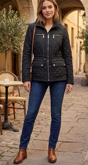 Michael Michael Kors Black Quilted Zip Front Puffer Jacket Size S thumbnail 1