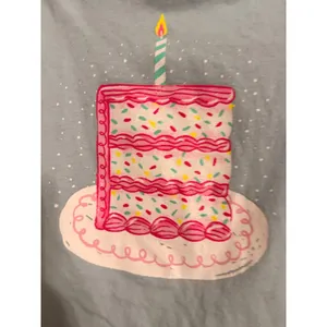 The Children's Place Birthday Cake Graphic Tee Girls Size 5/6 Blue Glitter Shirt thumbnail 2
