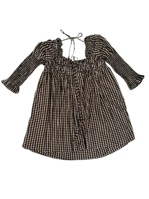 Free People Women’s Star Dip Mini Dress in Black Brown Combo Retro Babydoll Sz M thumbnail 13