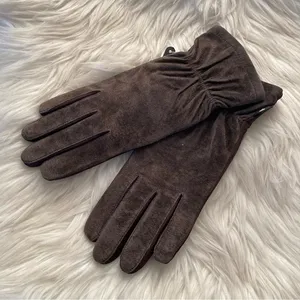 ISOTONER Stretch Leathers Brown Genuine Leather Gloves One Size thumbnail 1
