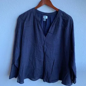 Old Navy Lightweight Dotted V Neck Blouse Top Shirt Work Casual Large thumbnail 1
