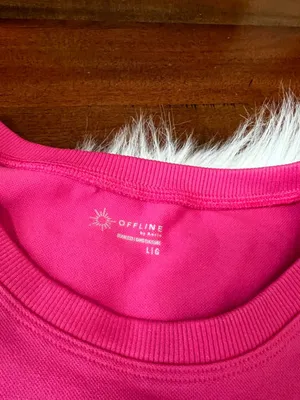 OFFLINE by Aerie Hot Pink Seamless Crop Top Large Barbie Pink thumbnail 2
