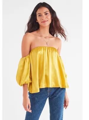 Urban Outfitters Off The Shoulder Satin Top thumbnail 2