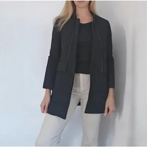 Maje Gretelle‎ Leather Trim Jacquard Knit Longline Coat Parisian Car Coat Sz 36 thumbnail 13