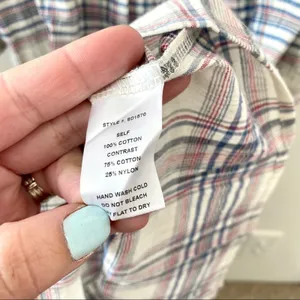 Soiéblu Cold Shoulder Lace Trim Plaid Dress Size Small thumbnail 7