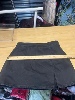 American Eagle High-Rise Black Denim Mini Skort Size 0 25W NWT thumbnail 12
