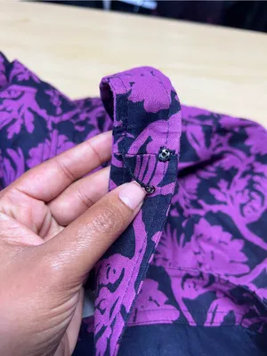 Tory Burch Jodie Floral Linen Cotton Fit & Flare Dress Purple Navy Size 6 thumbnail 10