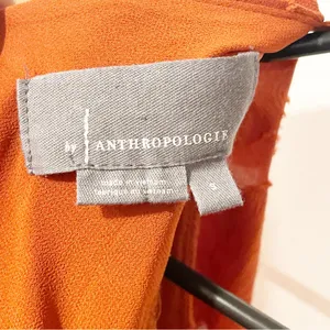 Anthropologie Size Small‎ Rust Burnt Orange Ruffle Textured Floral Blouse thumbnail 4