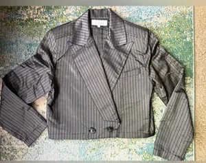 Vintage Cassidy silk pinstripe cropped button bolero jacket, size 6 thumbnail 15