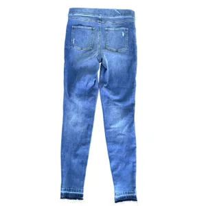 Spanx Jean-ish Ankle Leggings Medium Indigo Distressed Raw‎ Hem Tall Large L/G thumbnail 2
