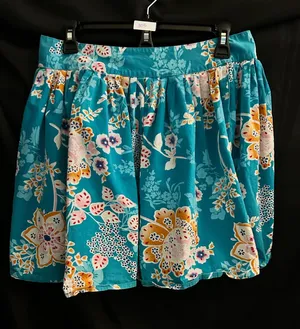 Wet Seal Teal Blue Floral Circle Mini Skirt MD thumbnail 1
