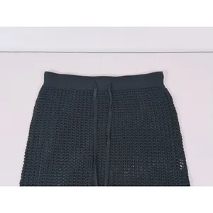 Halara Mesh Crochet Open Knit Midi Skirt Drawstring Size M Black Resort Coverup thumbnail 6
