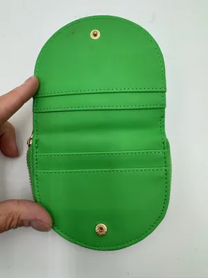 Nanette Lepore Green Zip Around Coin Purse Card Wallet Embossed Logo Compact thumbnail 4