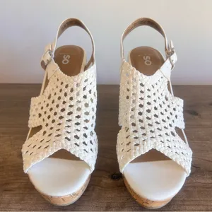 SO® Taffy White Women's Wedge Sandals Size 9 #B1651 thumbnail 3
