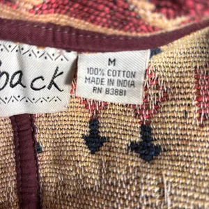 90s Southwestern Tapestry Jacket‎ Medium Cotton Cropped Boho Cowgirl Western thumbnail 7