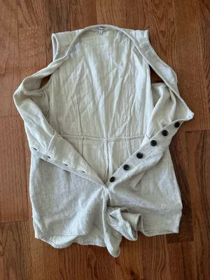 Madewell V-Neck Button Down Romper Womens Linen Blend Sleeveless Beige, Sz 00 thumbnail 9
