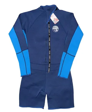 NWT Scuba Donkey Hisea Navy Long Sleeve Neoprene Front Zip Wetsuit Swim Shorts thumbnail 1