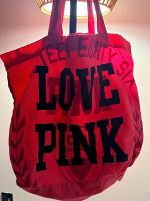 PINK Victoria's Secret Pink Canvas LOVE PINK Logo Tote thumbnail 2