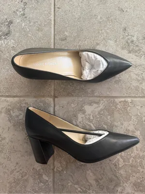 Marc Fisher Caitlin Sweetheart Topline Block Heel Pumps in Black, Size 9, NEW thumbnail 7