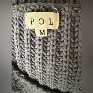 Pol x Anthropologie Oversized Grey Chenille Boxy Crop Sweater Medium. Cabincore thumbnail 7