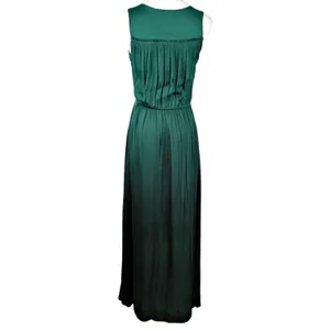 Banana Republic Sz 0 Green Lined V-Neck Goddess Maxi Dress thumbnail 3