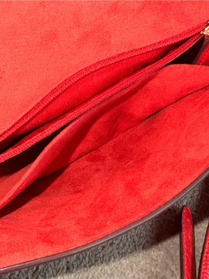 Authentic Coach Marlie Top Handle Satchel in vibrant true red pebbled leather thumbnail 12