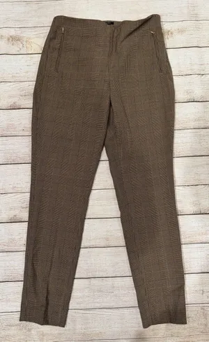 Banana Republic brown plaid tapered Pull-on Flat front trousers NWT Size 0 thumbnail 1