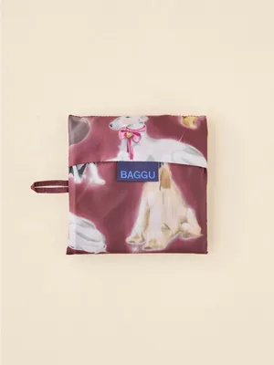 BAGGU Standard Reusable Tote Fancy Dogs Print Burgundy and Puppies NWT! thumbnail 3
